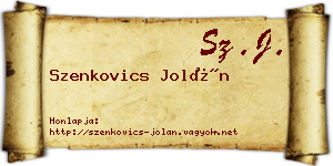 Szenkovics Jolán névjegykártya