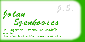 jolan szenkovics business card